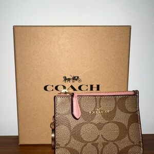 Coach Brown and Pink Signature Wristlet
